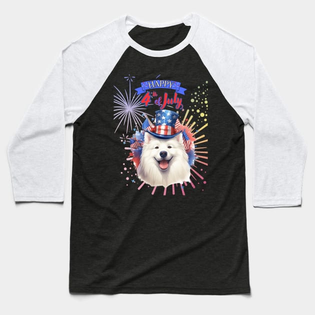 Samoyed: Happy 4th of July Baseball T-Shirt by HSH-Designing